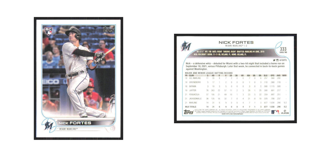 2022 Topps Nick Fortes RC Marlins #333