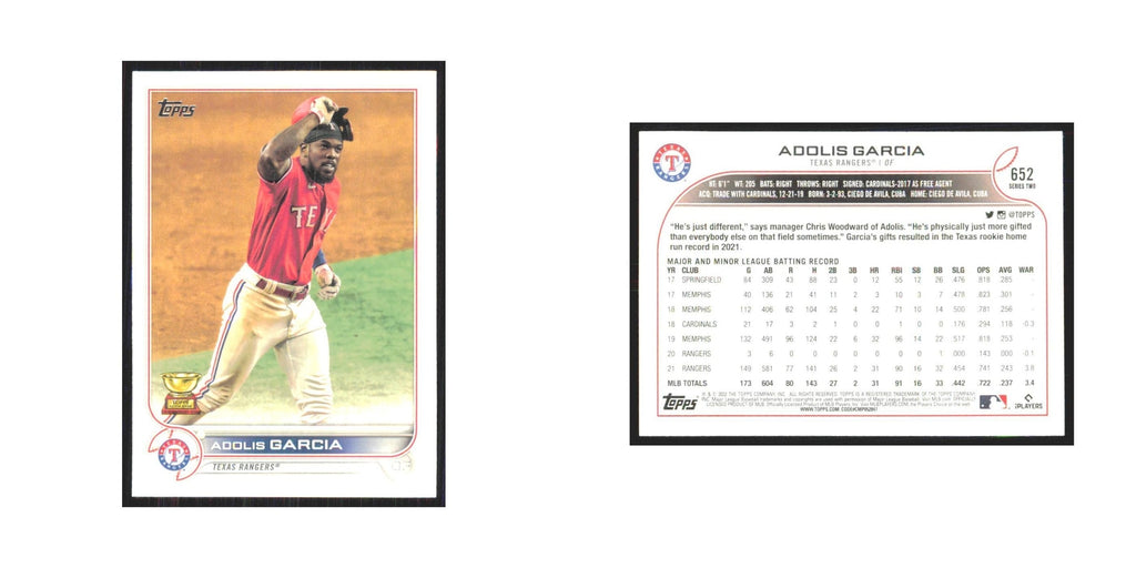 2022 Topps Adolis Garcia Rangers #652