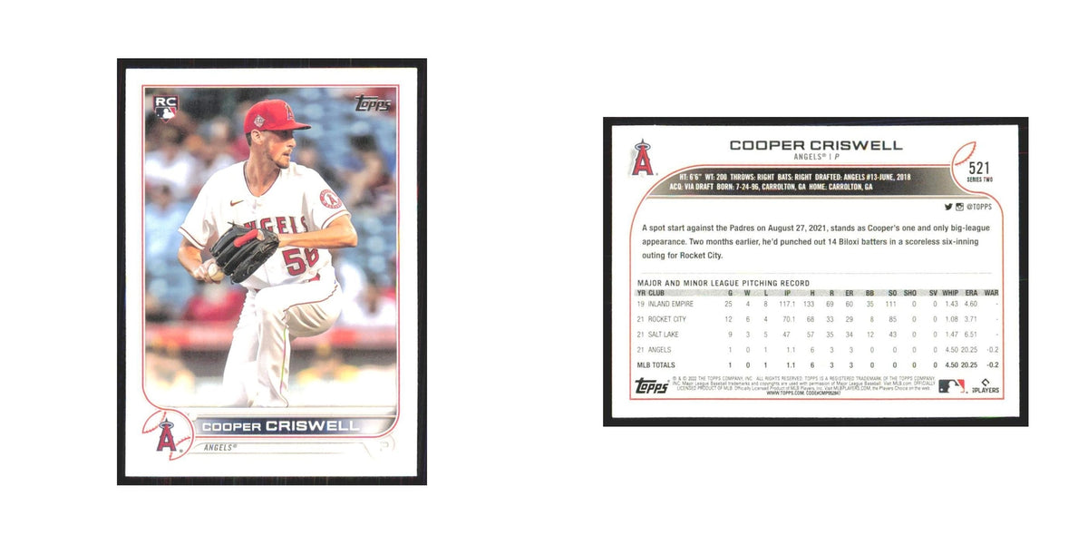 2022 Topps Cooper Criswell RC Angels #521