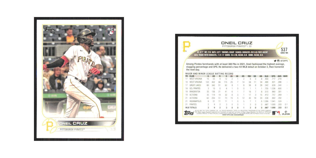 2022 Topps Oneil Cruz RC Pirates #537