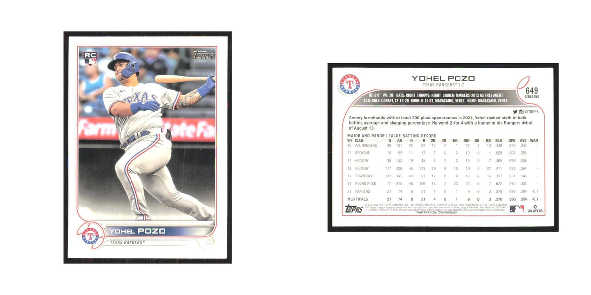 2022 Topps Yohel Pozo RC Rangers #649