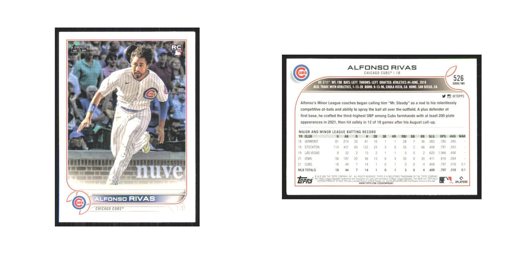 2022 Topps Alfonso Rivas RC Cubs #526