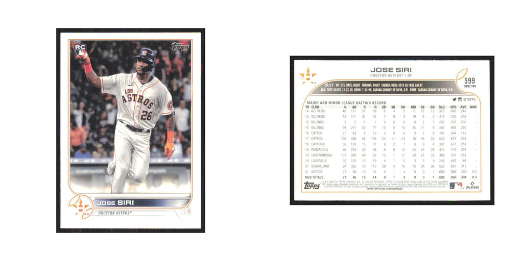2022 Topps Jose Siri RC Astros #599