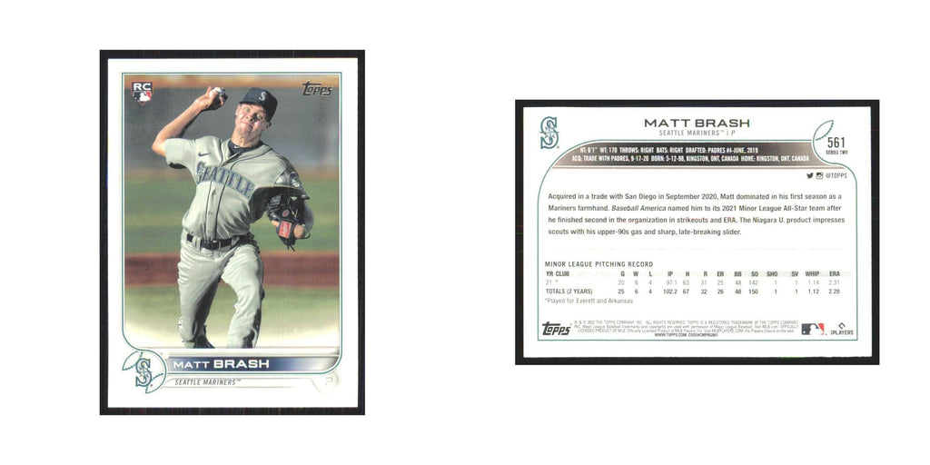 2022 Topps Matt Brash RC Mariners #561