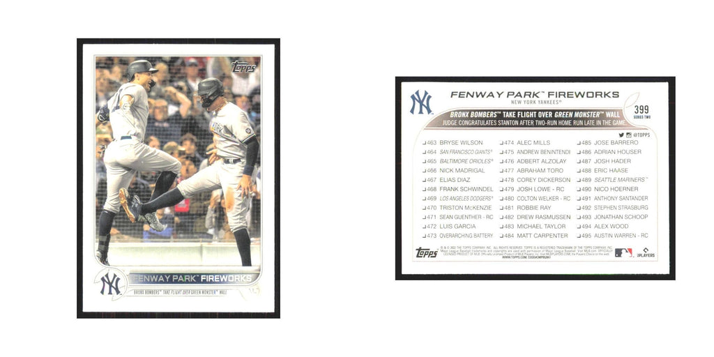 2022 Topps Fenway Park Fireworks Yankees #399
