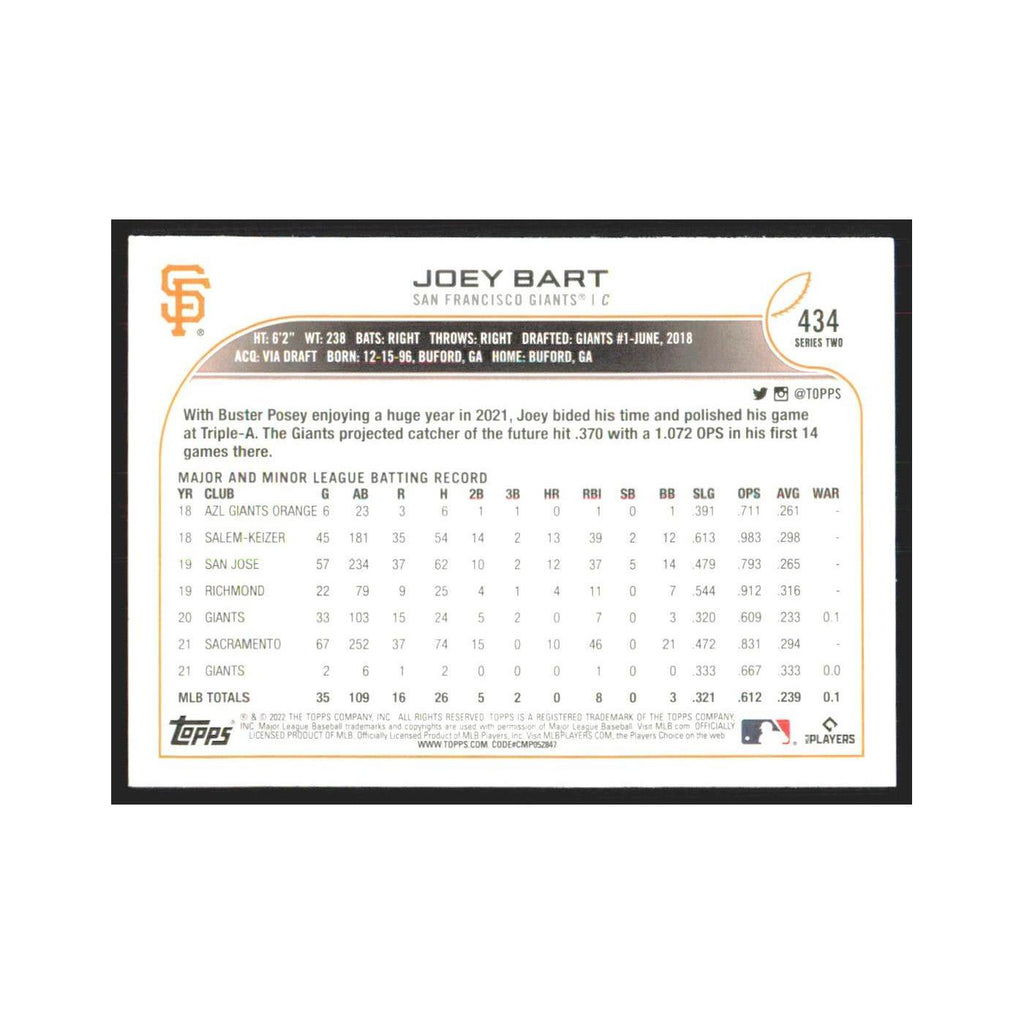 2022 Topps Joey Bart Giants #434