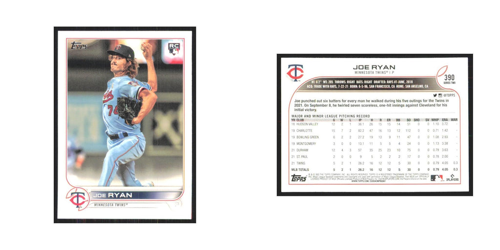 2022 Topps Joe Ryan RC Twins #390