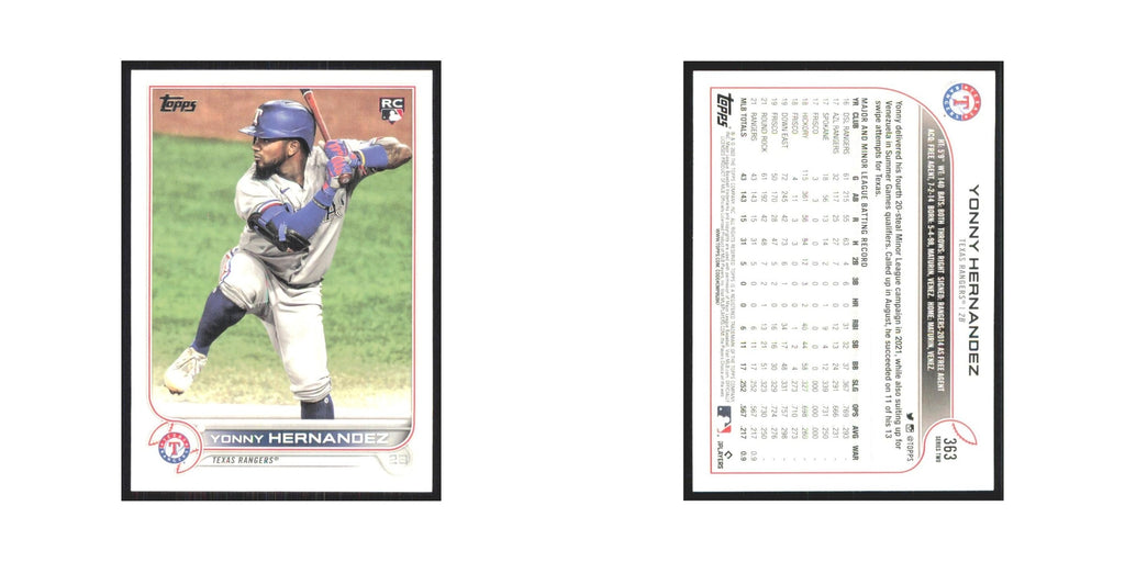 2022 Topps Yonny Hernandez RC Rangers #363