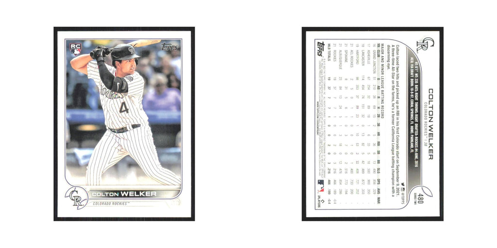 2022 Topps Colton Welker RC Rockies #480