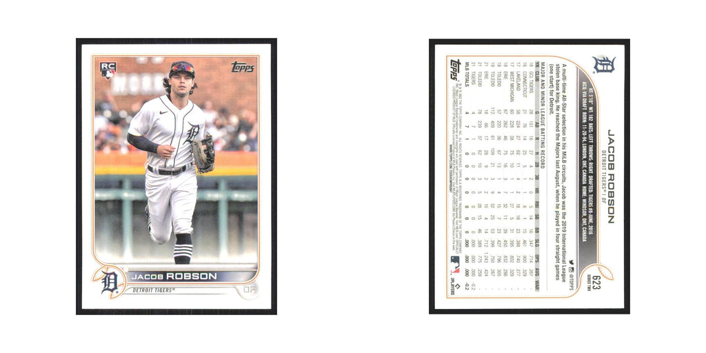 2022 Topps Jacob Robson RC Tigers #623