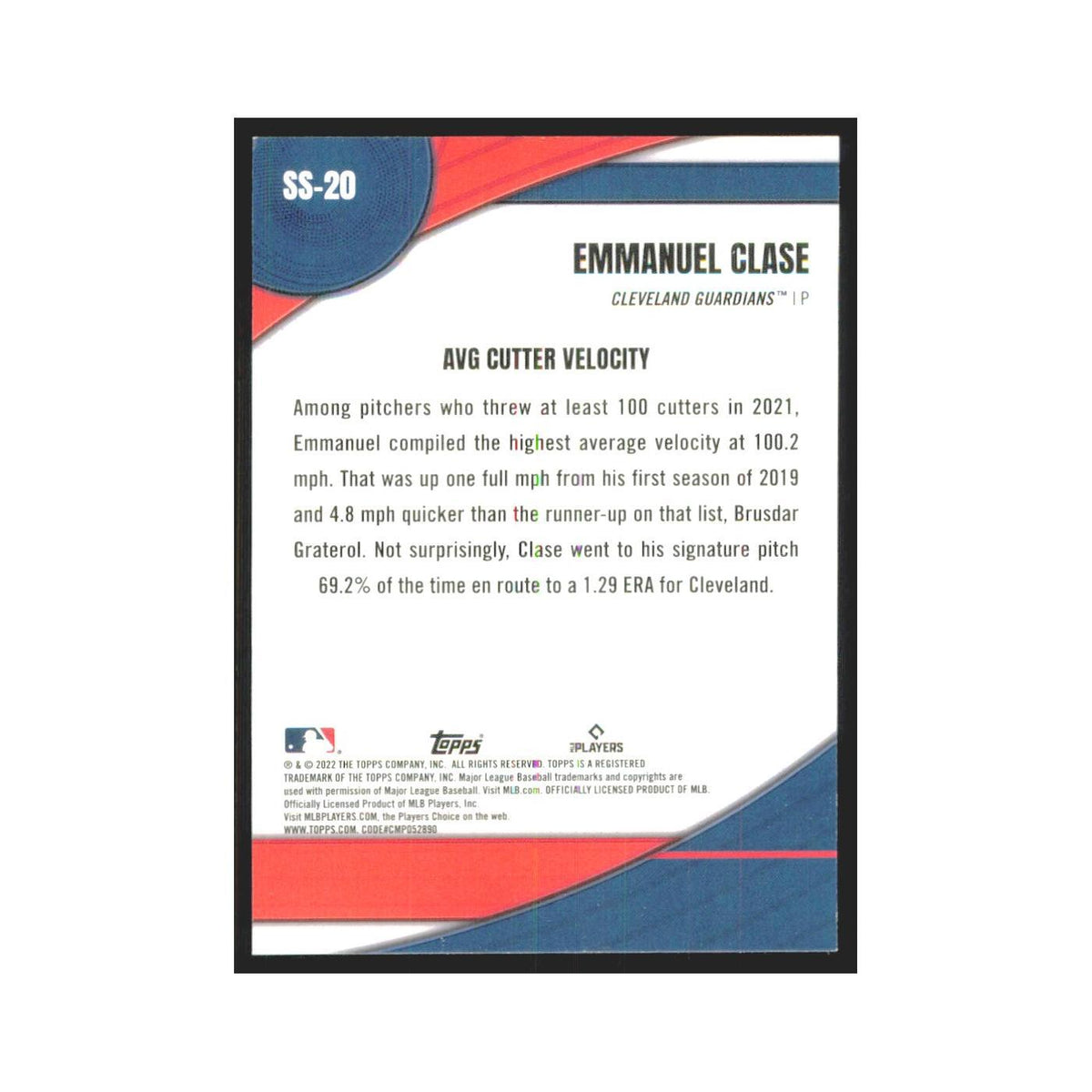 2022 Topps Emmanuel Clase Guardians #SS-20