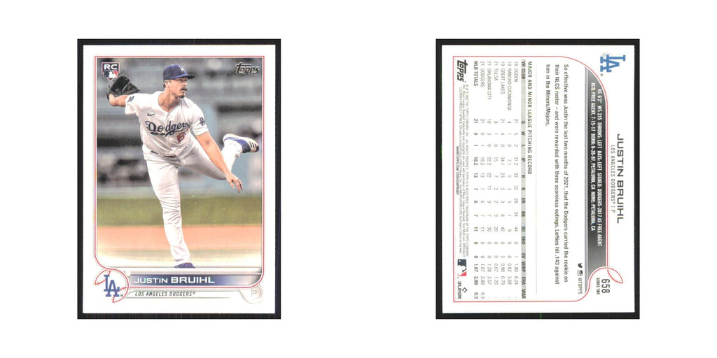 2022 Topps Justin Bruihl RC Dodgers #658