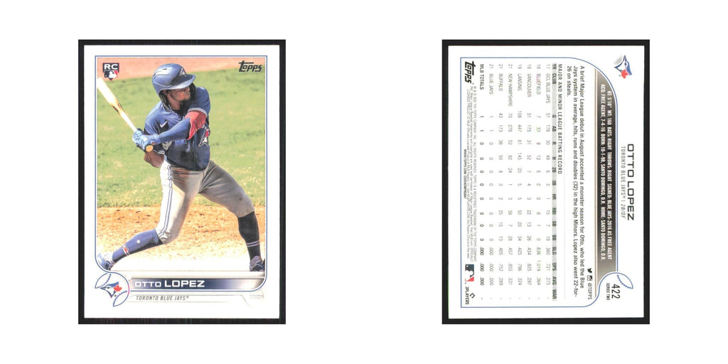 2022 Topps Otto Lopez RC Blue Jays #422