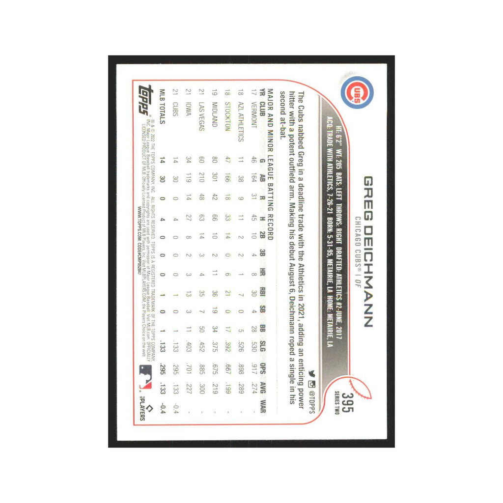 2022 Topps Greg Deichmann RC Cubs #395