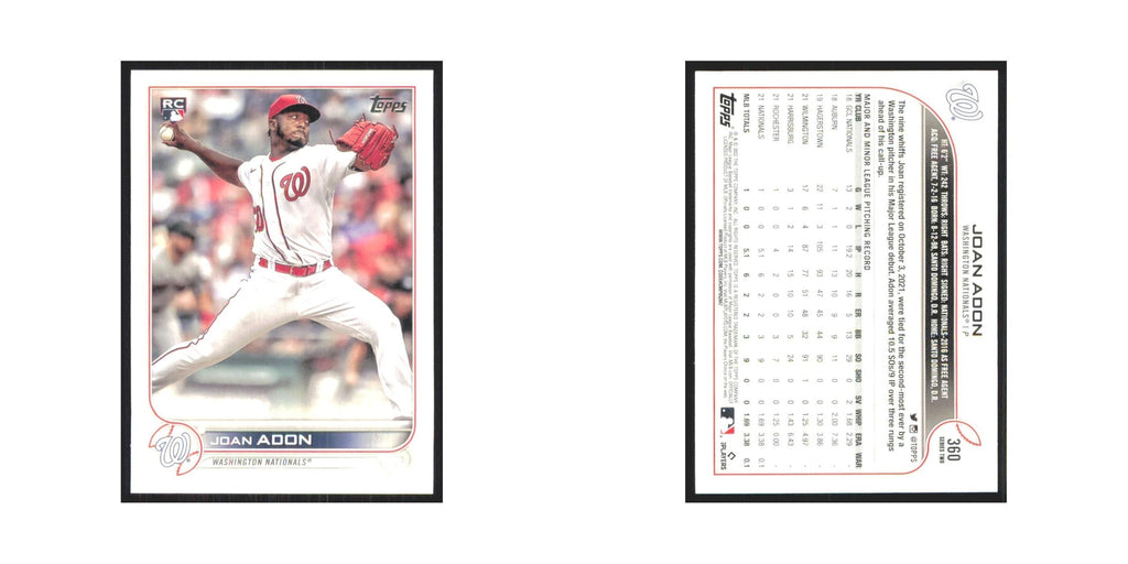 2022 Topps Joan Adon RC Nationals #360