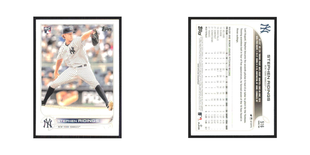 2022 Topps Stephen Ridings RC Yankees #516