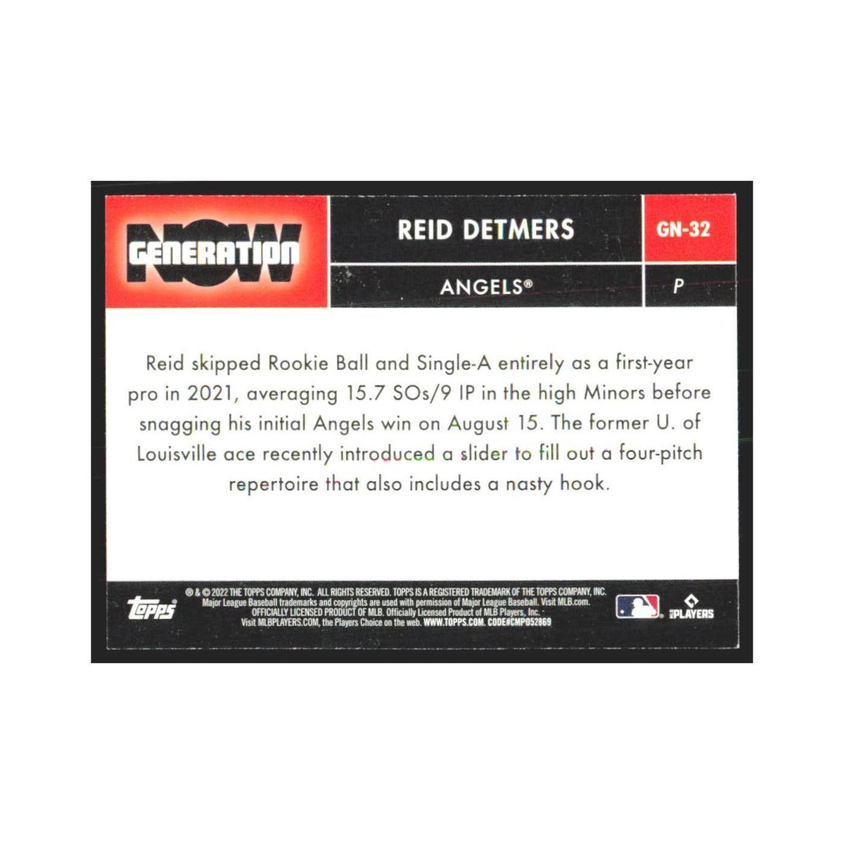 2022 Topps Reid Detmers RC Angels #GN-32