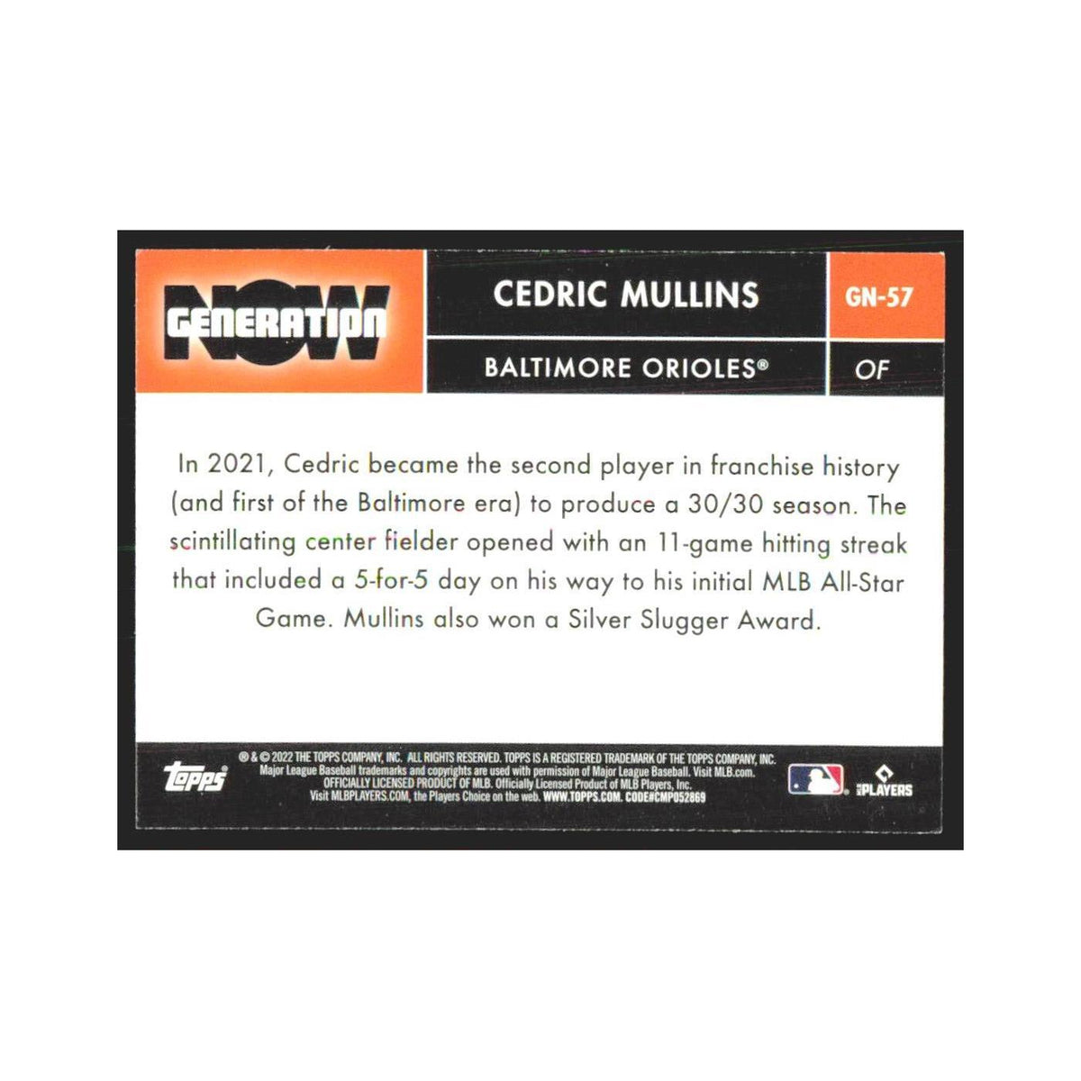 2022 Topps Cedric Mullins Orioles #GN-57