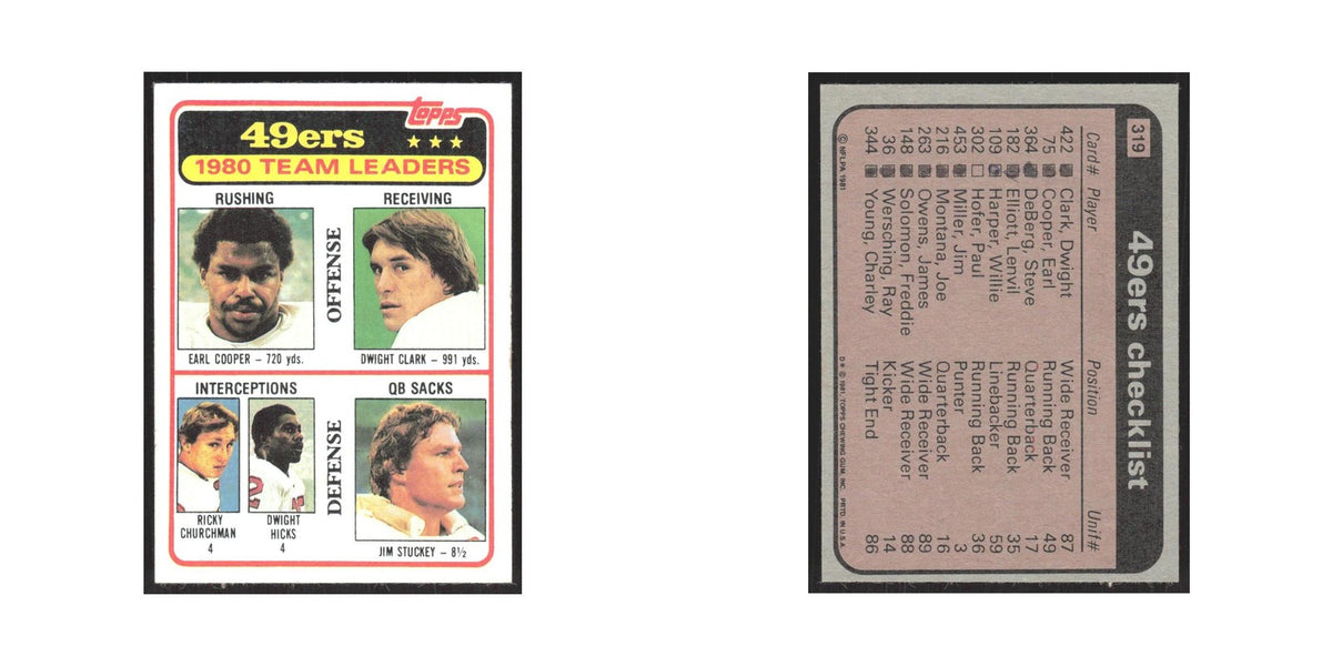 1981 Earl Cooper/Dwight Clark/Ricky Churchman/Dwight Hicks/Jim Stuckey 49ers