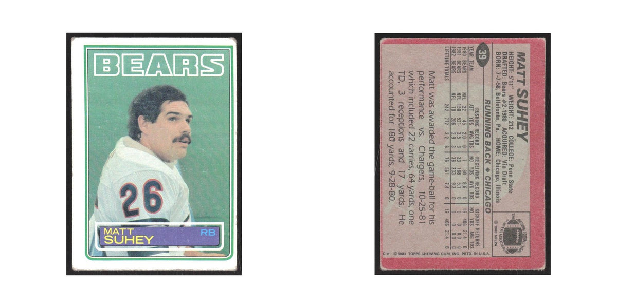 1983 Topps Matt Suhey Bears #39