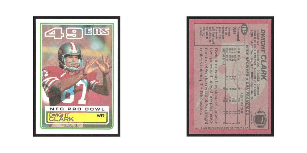 1983 Topps Dwight Clark 49ers #164.0
