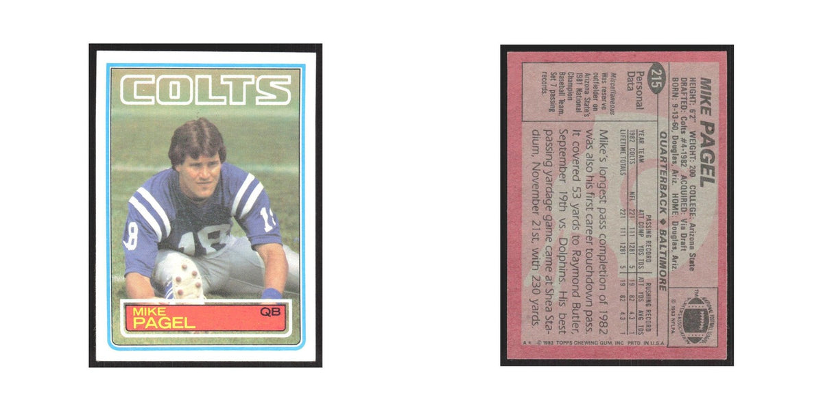 1983 Topps Mike Pagel Baltimore Colts #215
