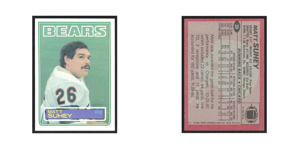 1983 Topps Matt Suhey Bears #39