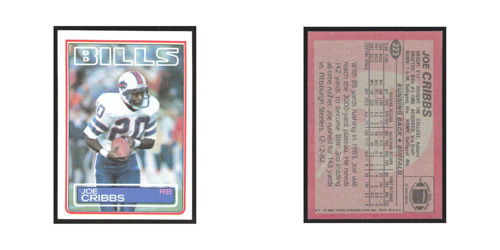 1983 Topps Joe Cribbs Bills #223