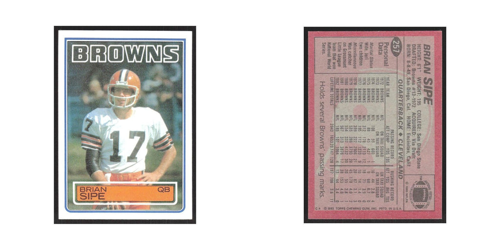 1983 Topps Brian Sipe Browns #257
