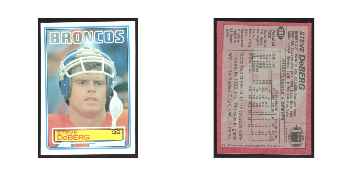 1983 Topps Steve DeBerg Broncos #261