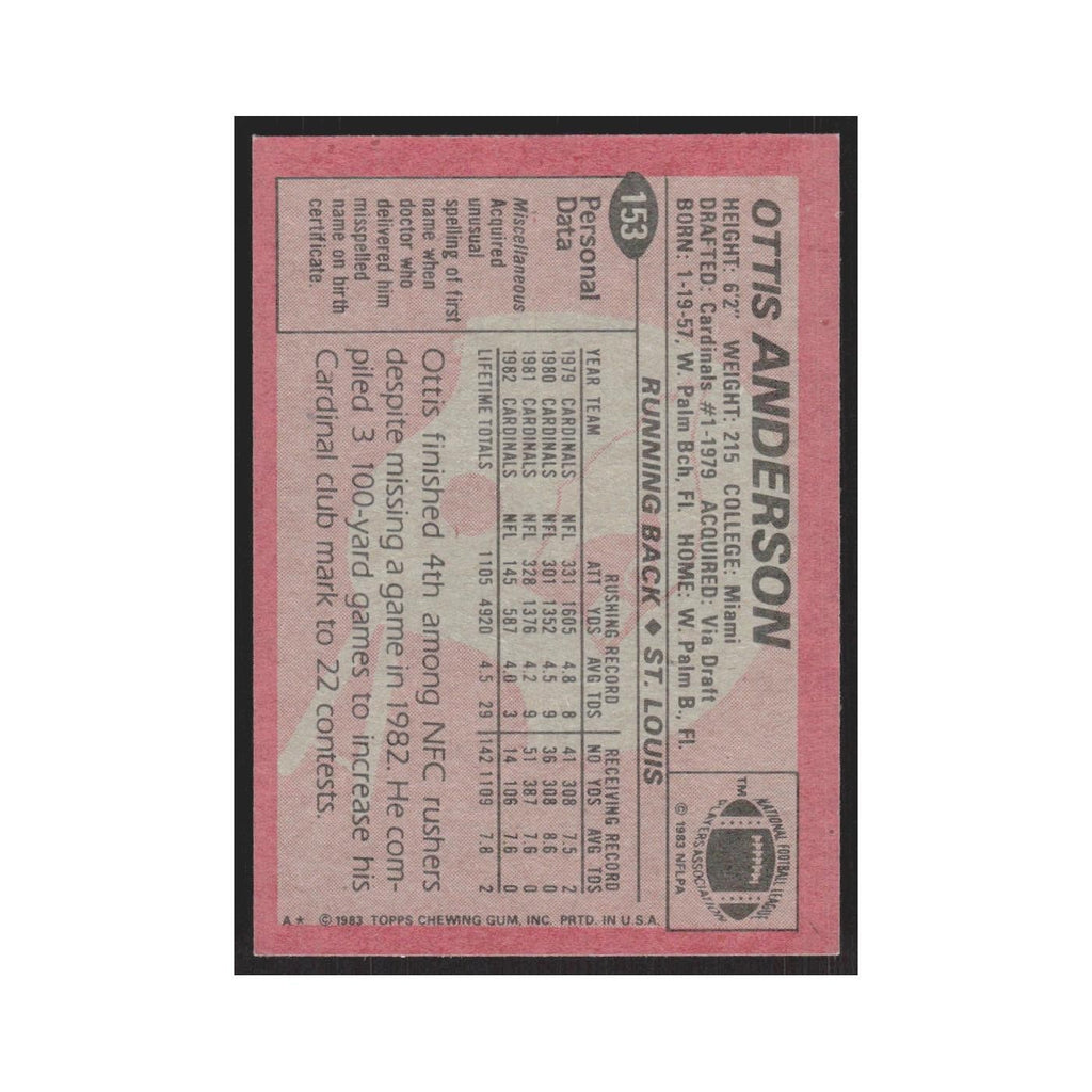 1983 Topps Ottis Anderson Cardinals #153