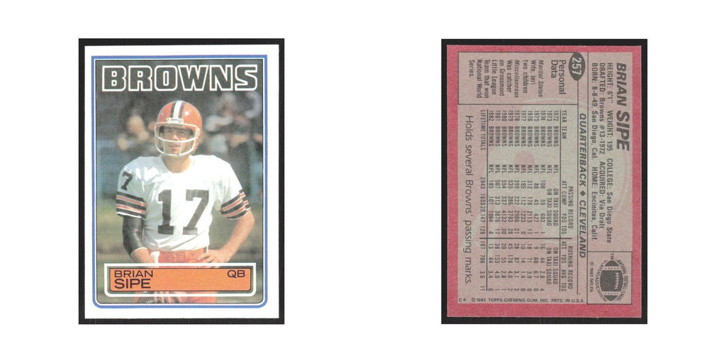 1983 Topps Brian Sipe Browns #257