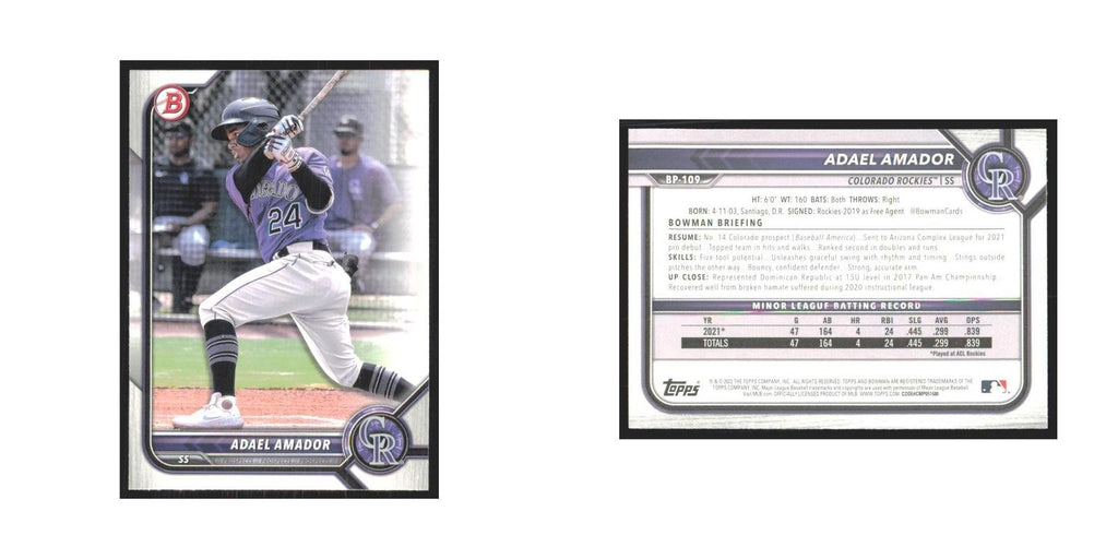 2022 Bowman Prospects Adael Amador Rockies #BP-109