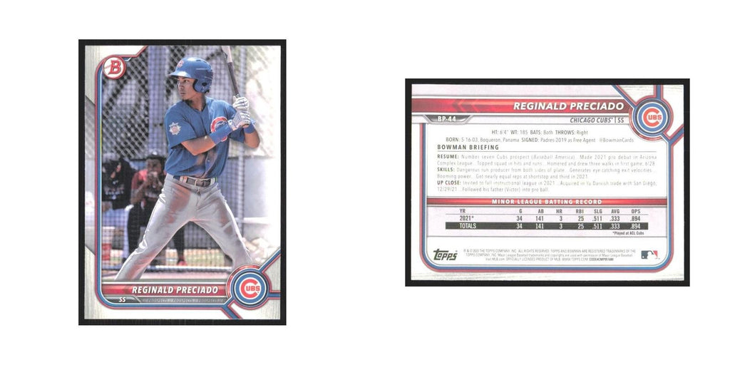 2022 Bowman Prospects Reginald Preciado Cubs #BP-44