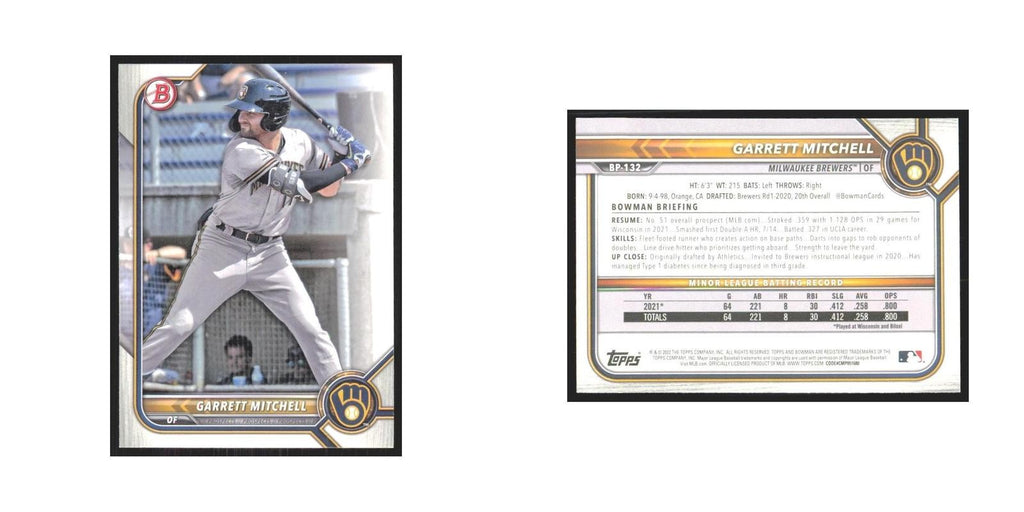 2022 Bowman Prospects Garrett Mitchell Brewers #BP-132