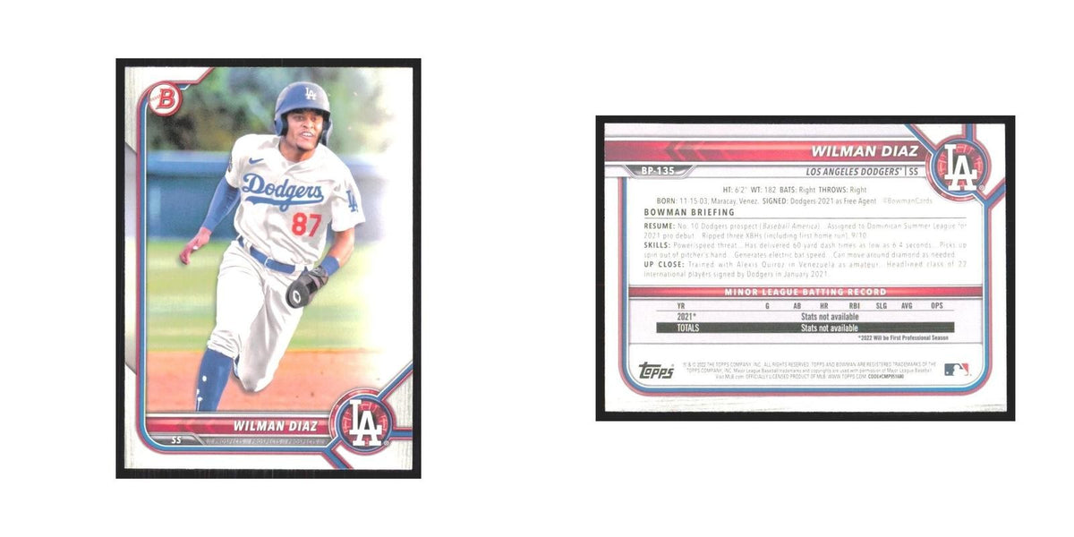 2022 Bowman Prospects Wilman Diaz Dodgers #BP-135