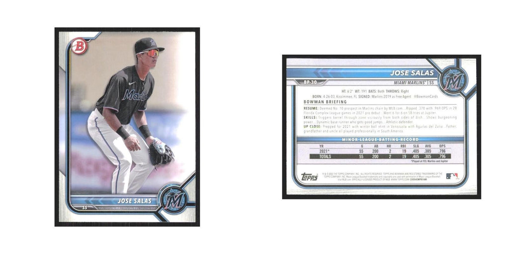2022 Bowman Prospects Jose Salas Marlins #BP-30