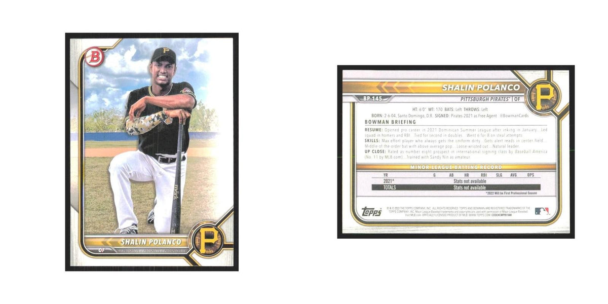 2022 Bowman Prospects Shalin Polanco Pirates #BP-145