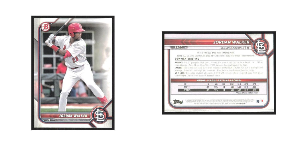 2022 Bowman Prospects Jordan Walker Cardinals #BP-20