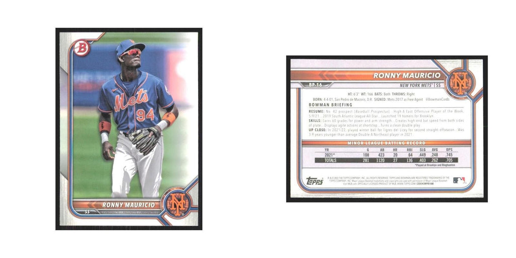 2022 Bowman Prospects Ronny Mauricio Mets #BP-16