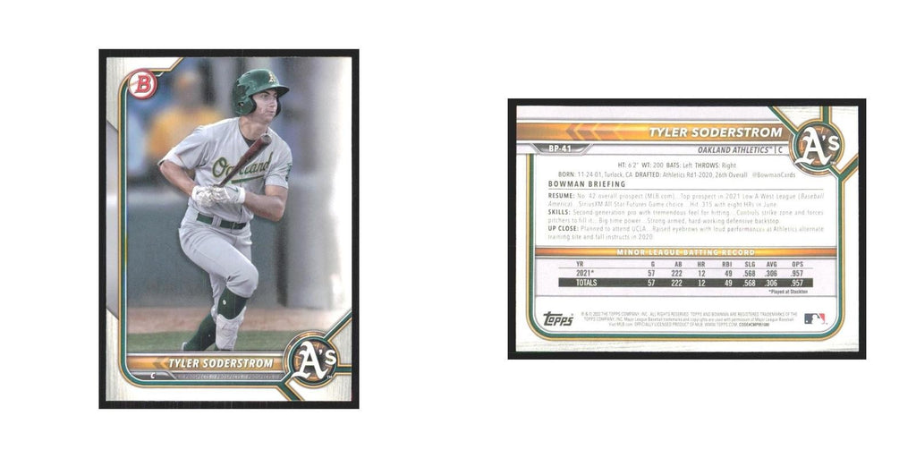 2022 Bowman Prospects Tyler Soderstrom Athletics #BP-41