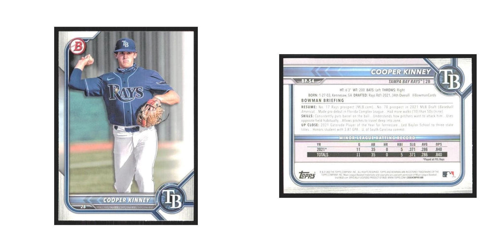 2022 Bowman Prospects Cooper Kinney Rays #BP-54