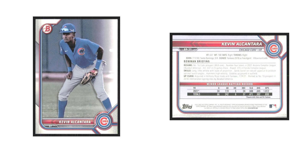 2022 Bowman Prospects Kevin Alcantara Cubs #BP-31