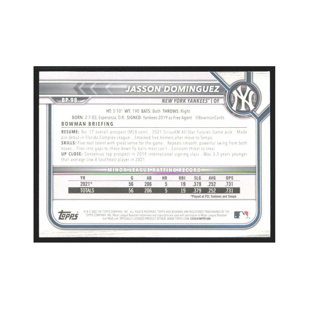 2022 Bowman Prospects Jasson Dominguez Yankees #BP-98