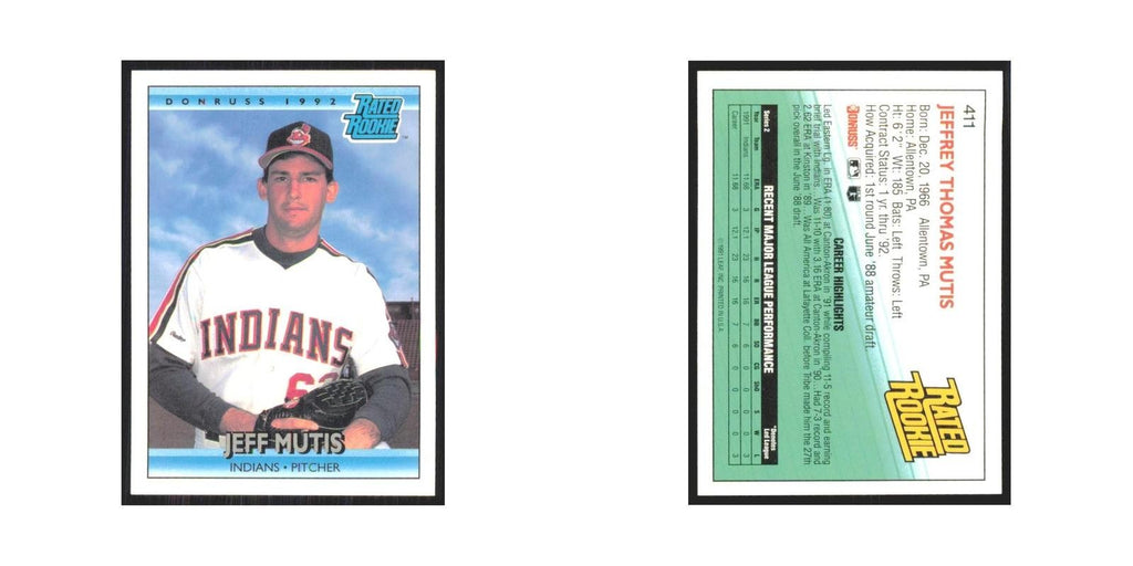 1992 Donruss Jeff Mutis RC Indians #411
