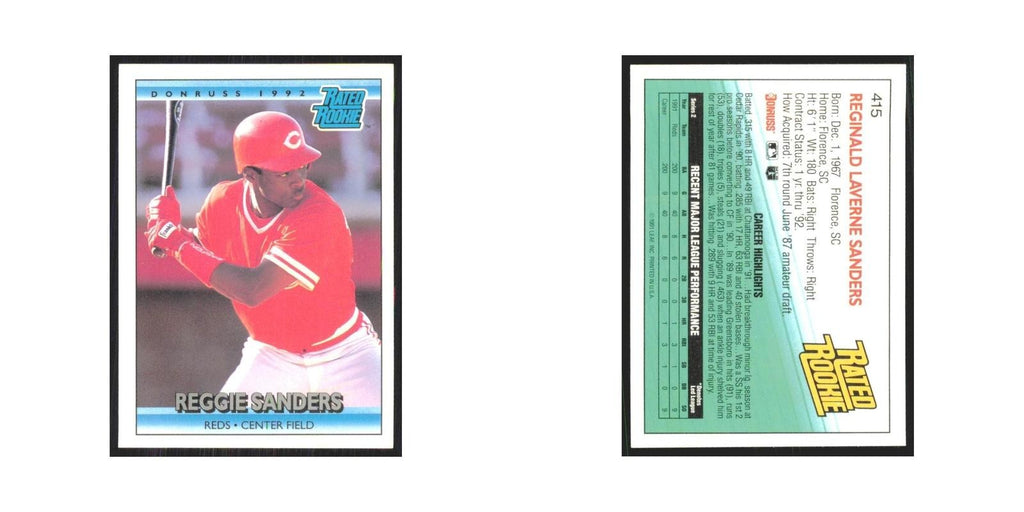 1992 Donruss Reggie Sanders RC Reds #415