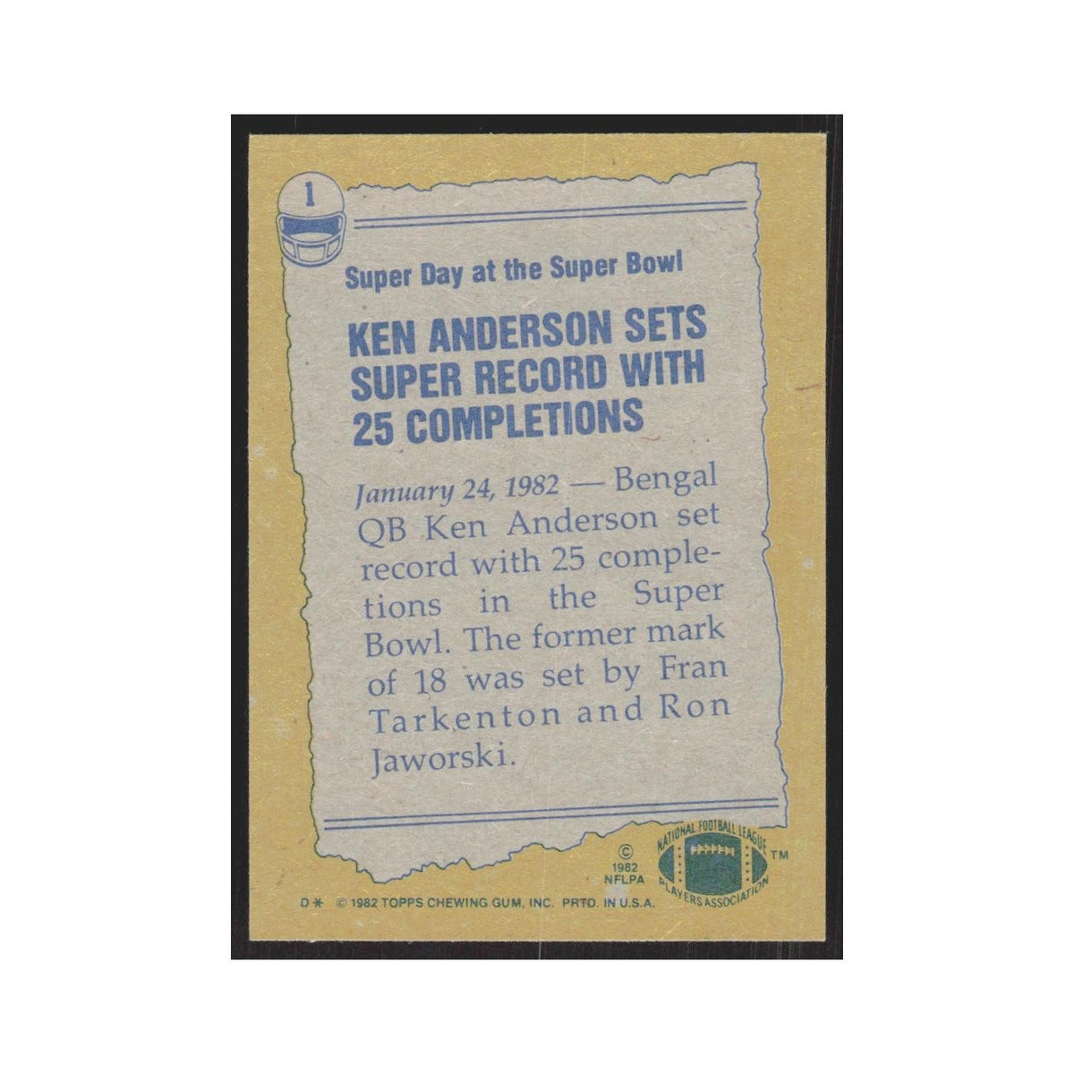 1982 Topps Ken Anderson Bengals #1