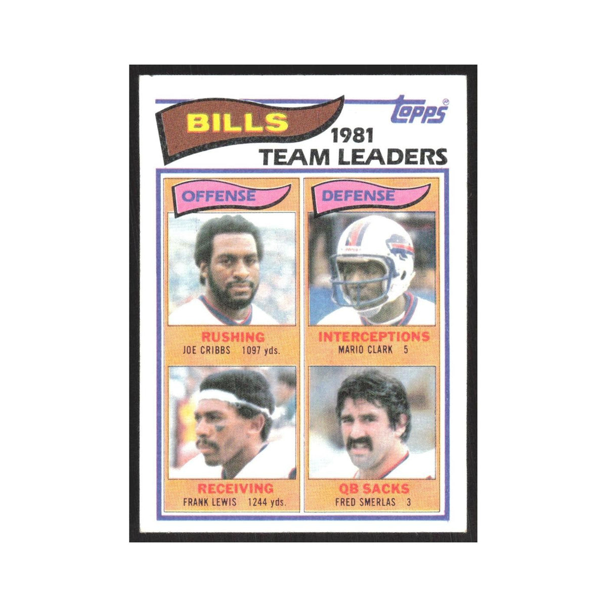 1982 Topps Joe Cribbs/Mario Clark/Frank Lewis/Fred Smerlas Bills #21