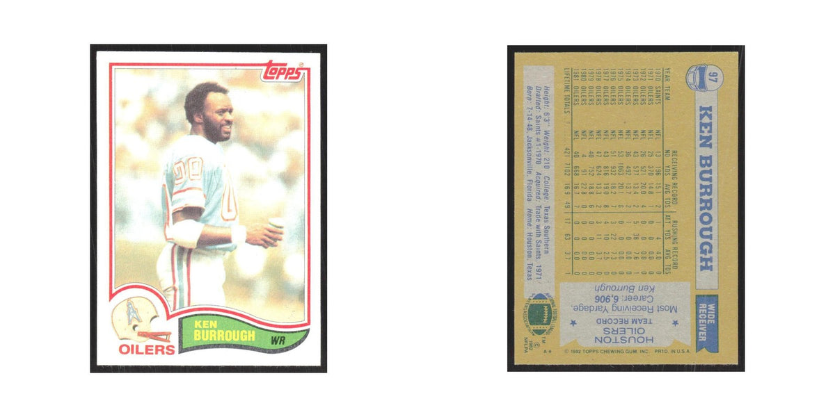 1982 Topps Ken Burrough Houston Oilers #97
