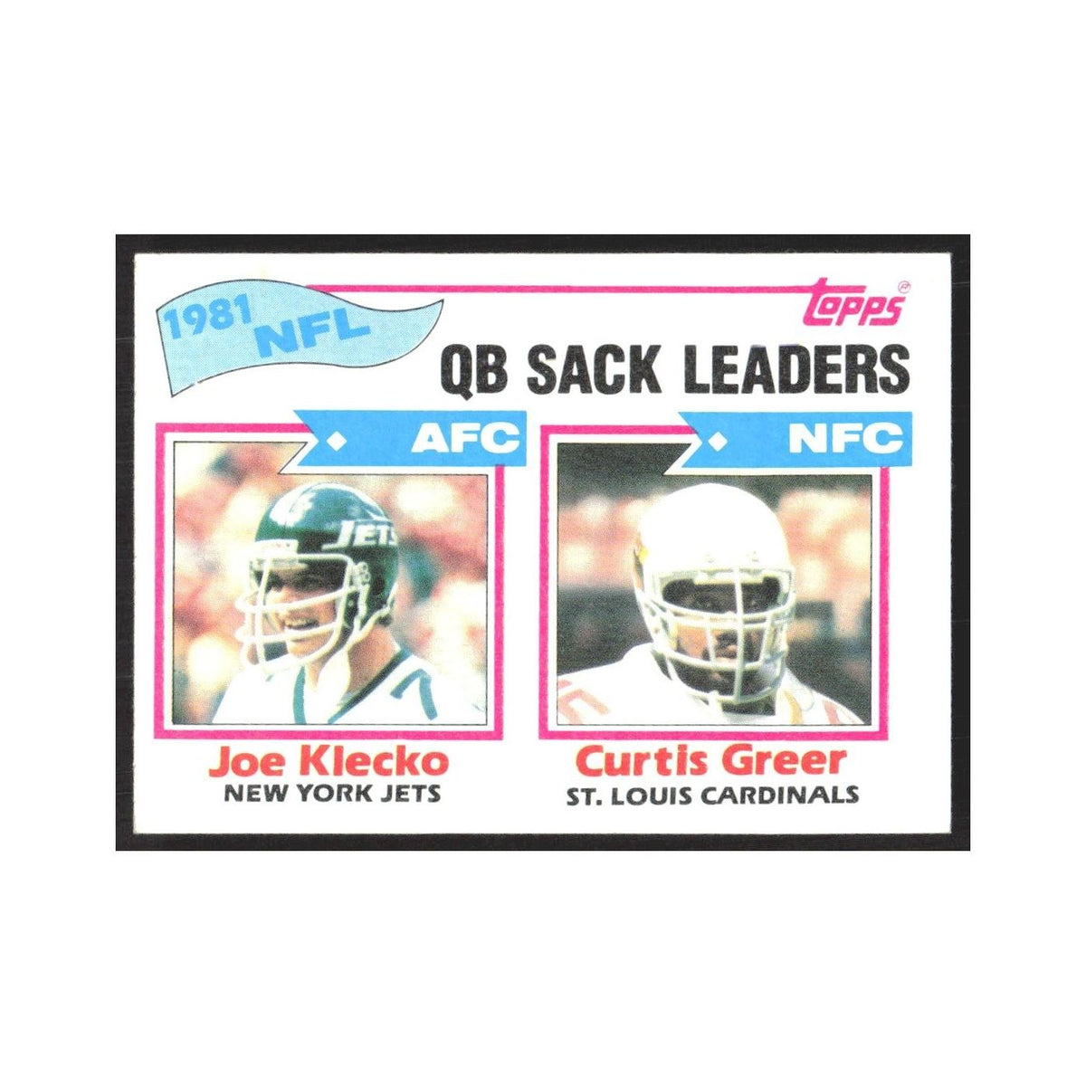1982 Topps Joe Klecko/Curtis Greer New York Jets/St. Louis Cardinals #259